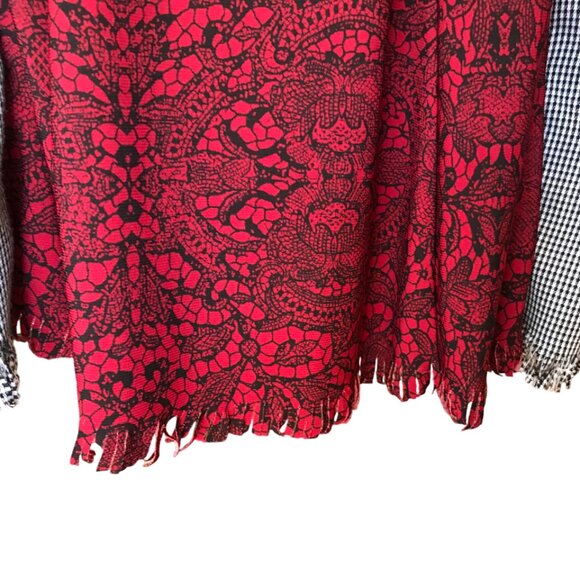 Upcycled Patchwork Pullover Shirt, Size M-L: Mixed Print Spliced Floral Blouse - Picture 6 of 13